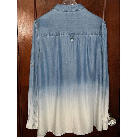 ANTHROPOLOGIE HOLDING HORSES SHIRT OVERSIZE L/S OMBRE BUTTON DOWN BLUE 2 - Picture 4 of 5